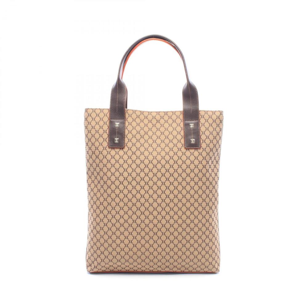 Celine Macadam Tote Bag Canvas Leather Beige Tan Brown